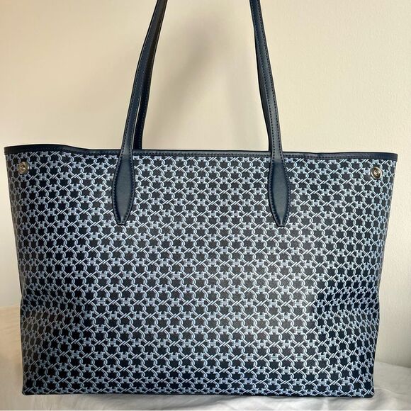 KATE SPADE Navy Blue Geometric Link Tote Surprise Knott Laptop Work Shoulder Bag - Picture 7 of 15